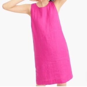 J. Crew Button-back linen shift dress Pink